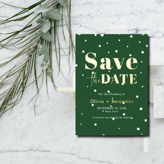 Chic Christmas Green Elegant Wedding Save The Date