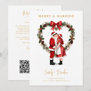 Chic Christmas Heart Wreath Santa Couple Red TLW26 Save The Date