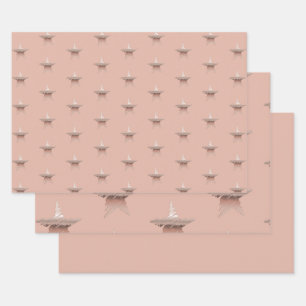 Chic Christmas metallic rose gold star chestnut Wrapping Paper Sheet