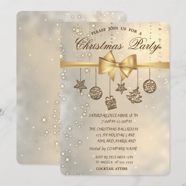 Chic Christmas Ornaments,Company Party  Invitation (Front/Back)