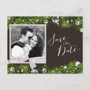 Chic Christmas Photo Save the Date Announcement Postcard