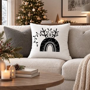 Chic Christmas Rainbow Black White Decorative Pill Throw Pillow