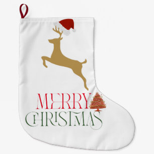 Chic Christmas scandinavian pattern Large Christmas Stocking