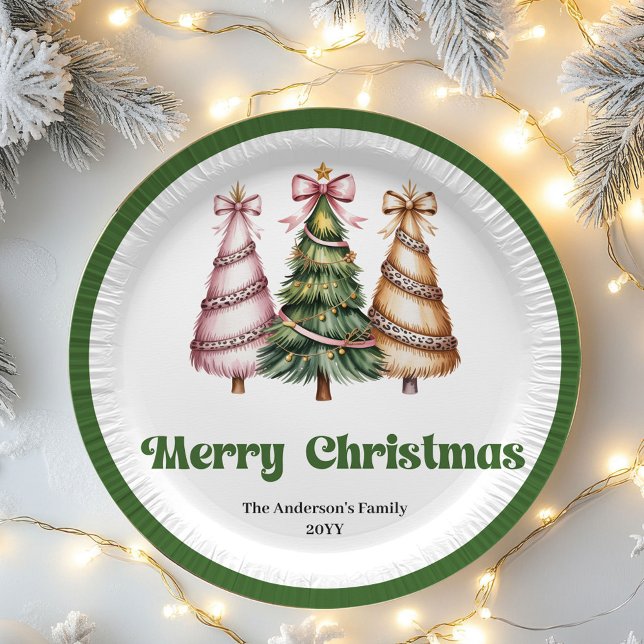 Chic Christmas Tree Editable Name Paper Plates (Chic Christmas Tree Editable Name Paper Plates)