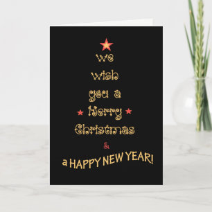 Chic Christmas Tree Gold-effect on Black Card