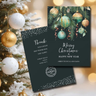 Chic Christmas Tree Ornaments Business Holiday Card