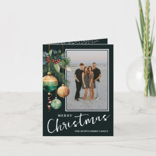 Chic Christmas Tree Ornaments Flat Holiday Card