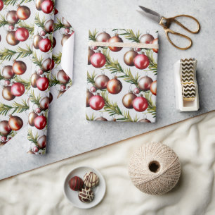 Chic Christmas Tree Ornaments Holiday Wrapping Paper
