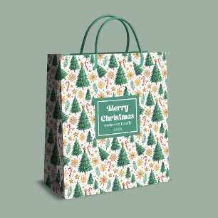 Chic Christmas trees gift bag custom holiday tag