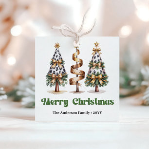 Chic Christmas Trees Leopard Pattern Holiday Gift Favour Tags