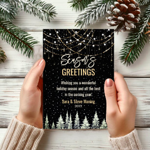 Chic Christmas trees lights new year greeting Card