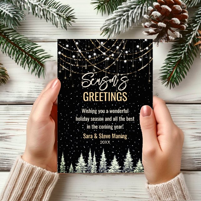 Chic Christmas trees lights new year greeting Card (Creator Uploaded)