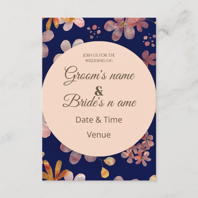 Chic Circle Frame Floral Wedding Invite (Front)