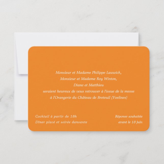 Chic Citrus Orange Botanical Boho Wedding Invitation (Front)