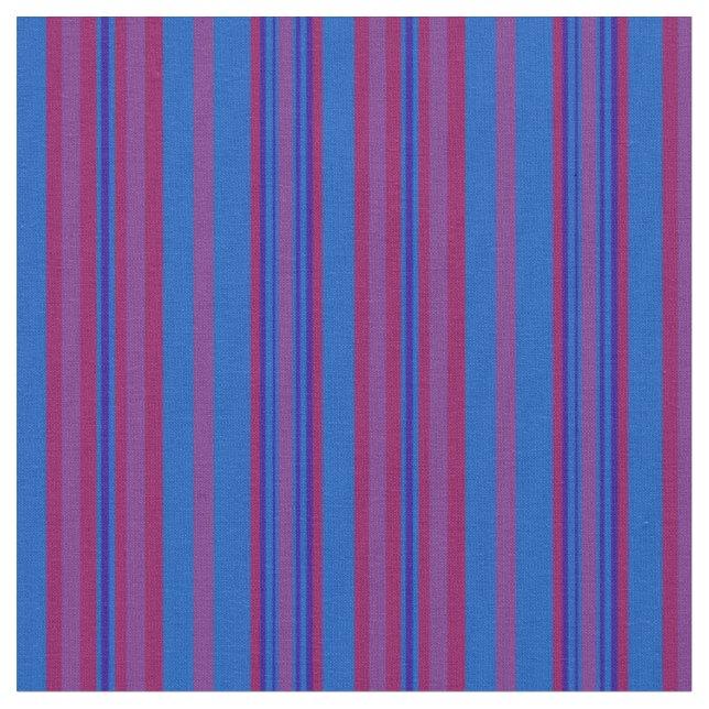 Chic Claret, Plum, Dark Blue, Light Blue Striped Fabric (Close Up)