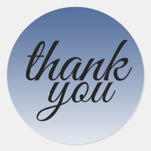 Chic classic blue ombre thank you classic round sticker