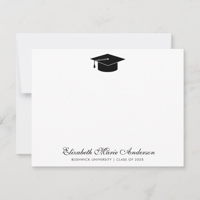 Chic Classic Class of Grad Graduate Cap Graduation Card (Front)