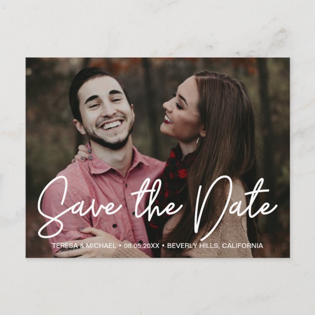 Chic Classic Personalized Save the Date Postcard (Front)