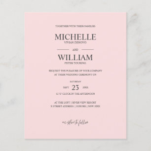 Chic Classic Plain Pink Elegant Budget Wedding