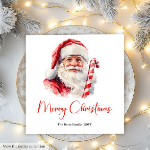 Chic Classic Santa Claus Watercolor Modern Holiday Napkin