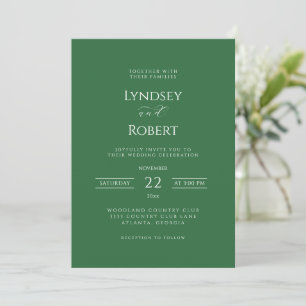 Chic Classique Faire-part de mariage verte et blan