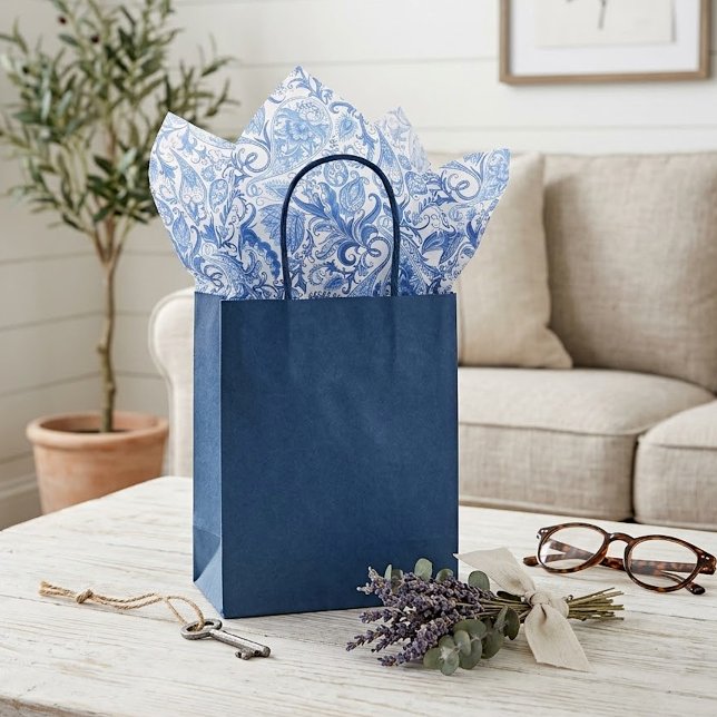 Chic Classy Blue Paisley Floral Art Tissue Paper (Creator Uploaded)