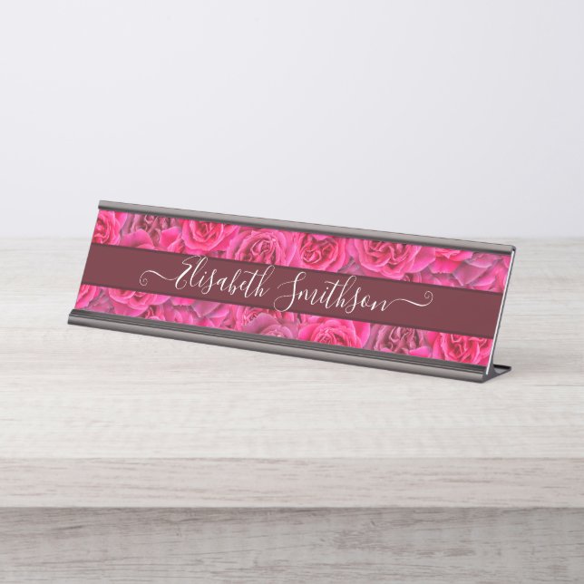     Chic Classy Elegant Custom Professional Floral Desk Name Plate (Front)