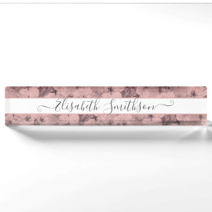 Chic Classy Elegant Custom Professional Floral Nameplate