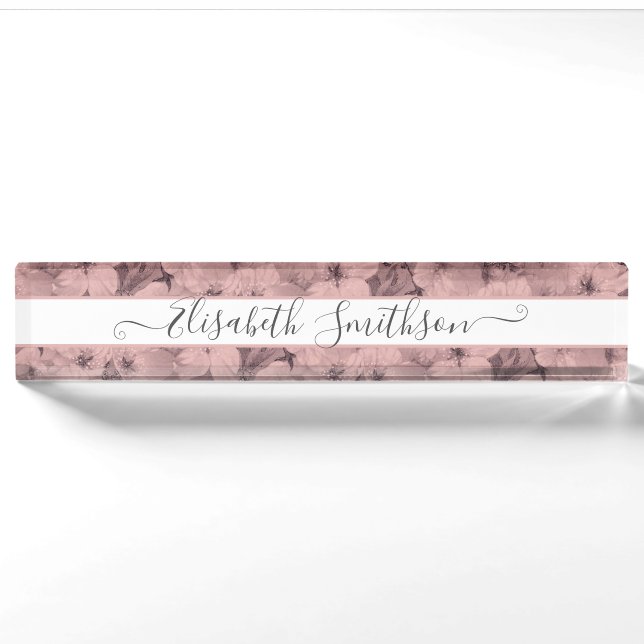     Chic Classy Elegant Custom Professional Floral Nameplate (Front)