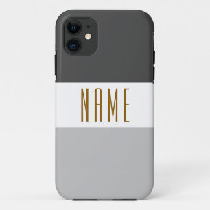 Chic Classy Two Tone Grey White Stripes Tall Text iPhone 11 Case