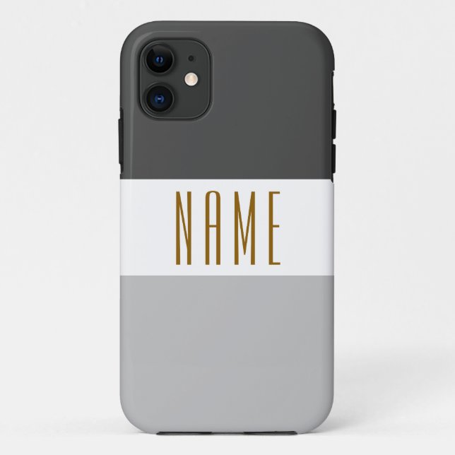 Chic Classy Two Tone Grey White Stripes Tall Text Case-Mate iPhone Case (Back)