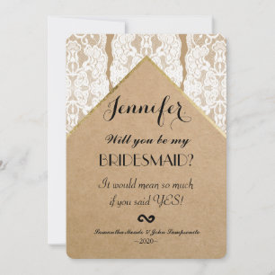 Chic & Classy White Lace, Gold, & Recycled Paper Invitation