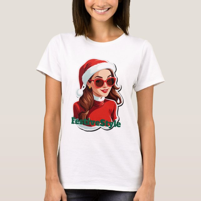 Chic Claus – Fashion Meets Christmas Fun T-Shirt (Front)