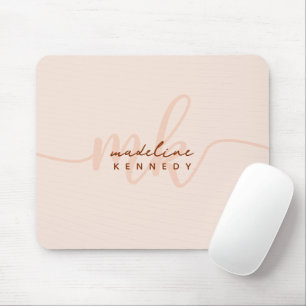 Chic Clay and Beige Modern Monogram Mouse Pad