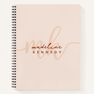 Chic Clay and Beige Modern Monogram Notebook