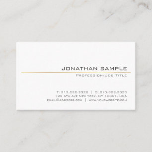 Chic Clean Gold Stripe Design Trendy White Plain Business Card