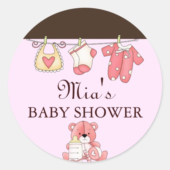 Chic Clothesline Baby Shower Sticker (Front)