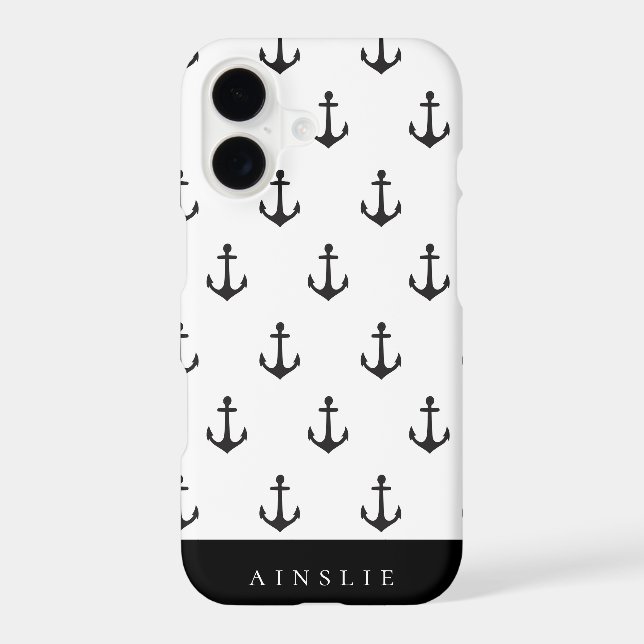 Chic Coastal Black Anchor Pattern (Back)