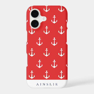 Chic Coastal Red Anchor Pattern
