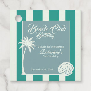 Chic Coastal Stripe Beach Club 50th Birthday Favour Tags