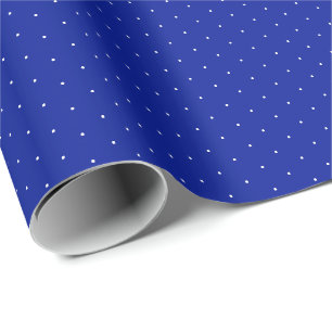 Chic cobalt blue and white tiny polka dots pattern wrapping paper