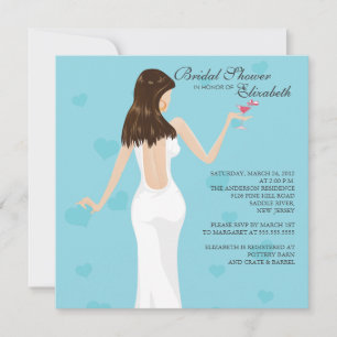 Chic Cocktail Bride Bridal Shower Invitation Blue