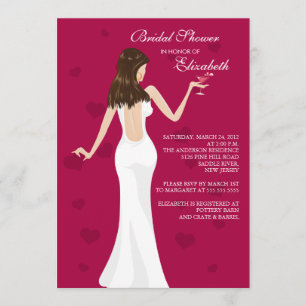 Chic Cocktail Bride Bridal Shower Invitation Red