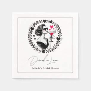 Chic Cocktail Drunk in Love Bridal Shower Napkin