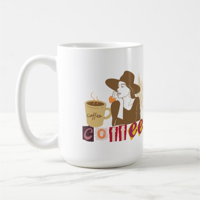 Chic Coffee Lover Ransom Note Style T-Shirt  Mug (Left)