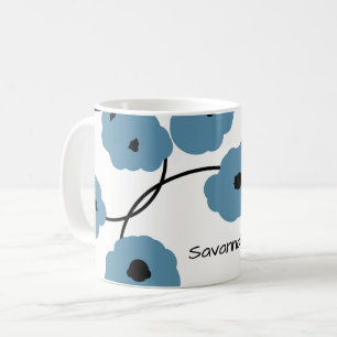 CHIC COFFEE MUG_MOD B;UE AND BLACK POPPIES MUG
