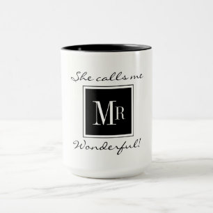 CHIC COFFEE MUG_"MR WONDERFUL" BLACK/WHITE MUG