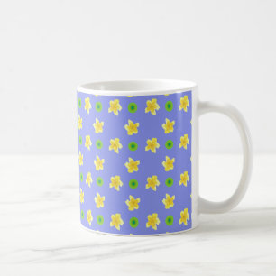 Chic Coffee Mug: Primroses, Polkas on Blue Mug