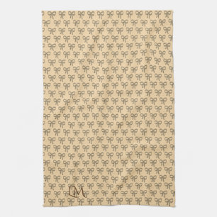 Chic Cold Bow Pattern Cream Beige Kitchen Towel