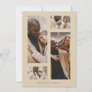 Chic Collage Minimalist Trendy Wedding 4 Photos Invitation